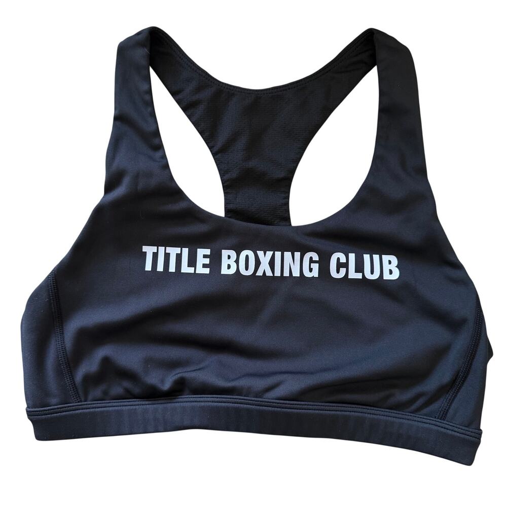 Title Boxing Club (L) Racerback Medium Support Sports Bra Black Training Gym